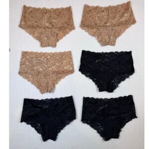NWOT Quince Lace Panty 6 Pack in Black and Nude Size XS